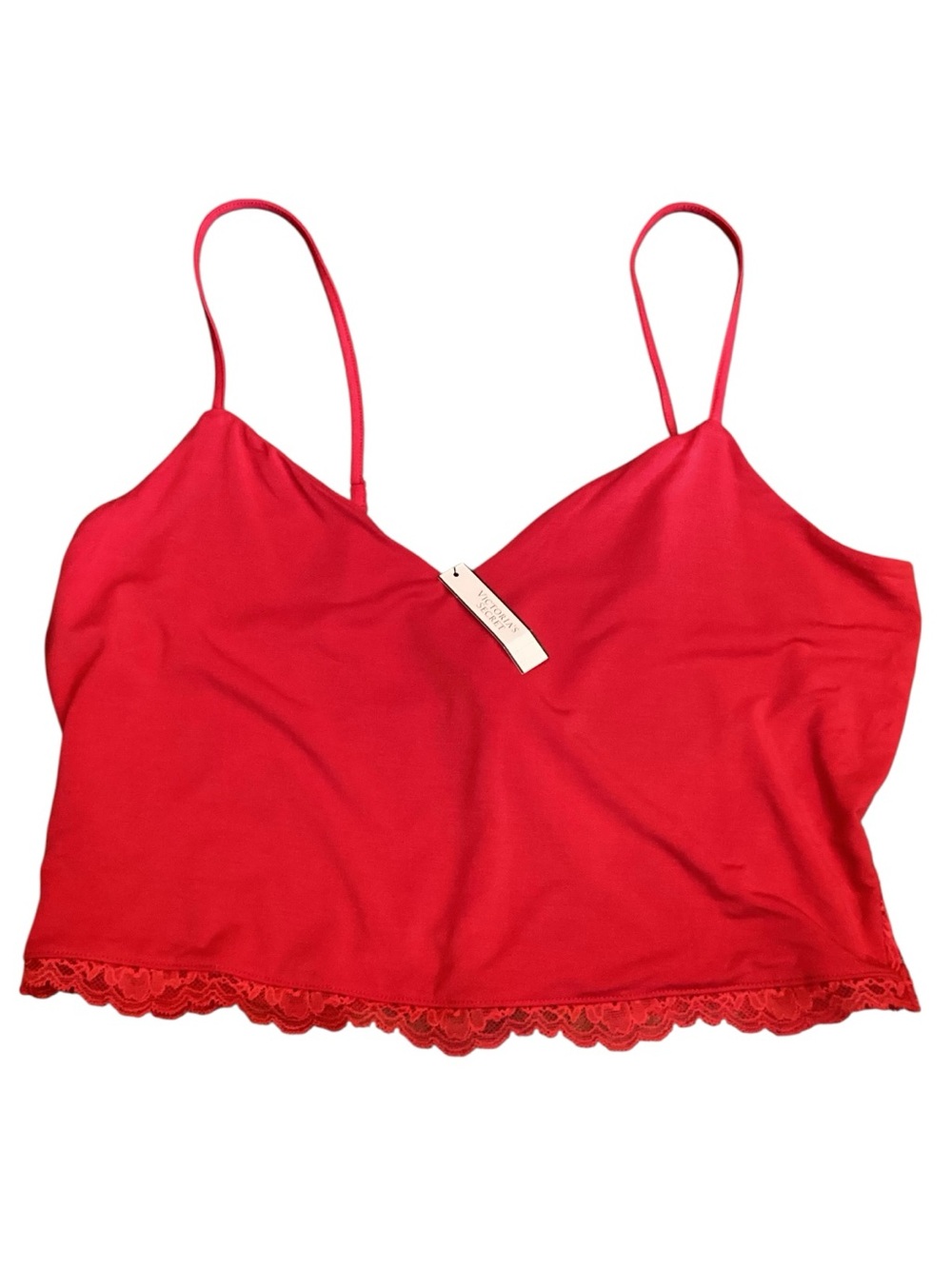 NWT Victoria’s Secret Lipstick Red Lace Back Bralette Cami Large
